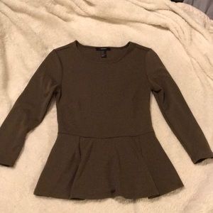 Olive Peplum Top